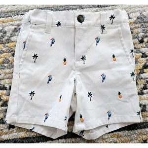 Janie And Jack Toddler Boy 2T Tropical Summer Print Twill White Cotton Shorts